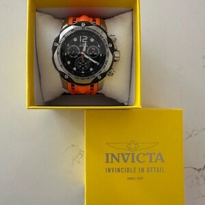 Invicta Men's Chronograph Watch with Orange Strap